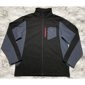 SNOZU Mens‎ Sweater Jacket Size M Black & Gray Full Zip Flannel Long Sleeve